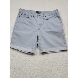 DKNY Jeans Gray Cuffed Denim Shorts Womens 12 Hi Rise Casual Five Pocket